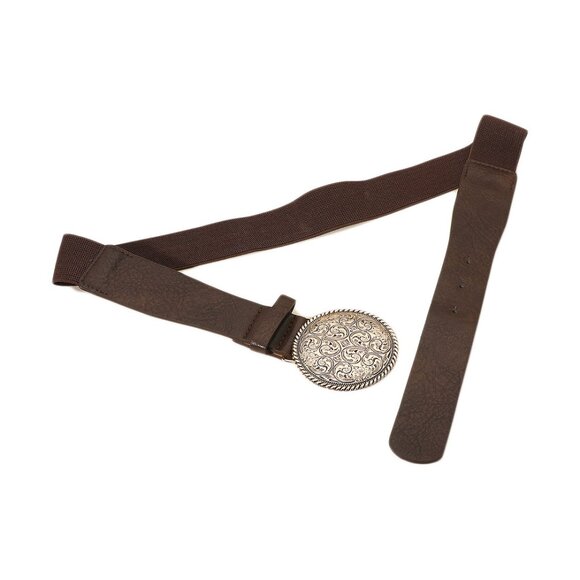 Tigerstars Dark Brown Round Buckle Accent Elastic Waist Belt - Picture 3 of 3